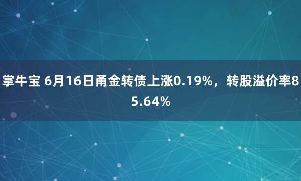 掌牛宝 6月16日甬金转债上涨0.19%，转股溢价率85.64%